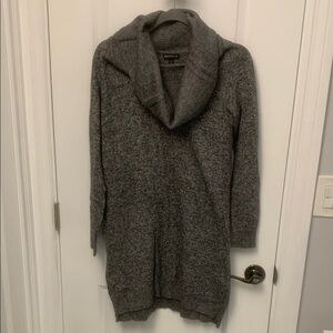 Gray Cowl Neck Sweater Dress